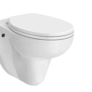 LERWHP Ella Round Rimless Wall hung toilet with seat + round white plate