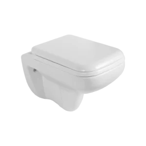 LFWHP Fae Square rimless wall hung toilet with square chrome plate